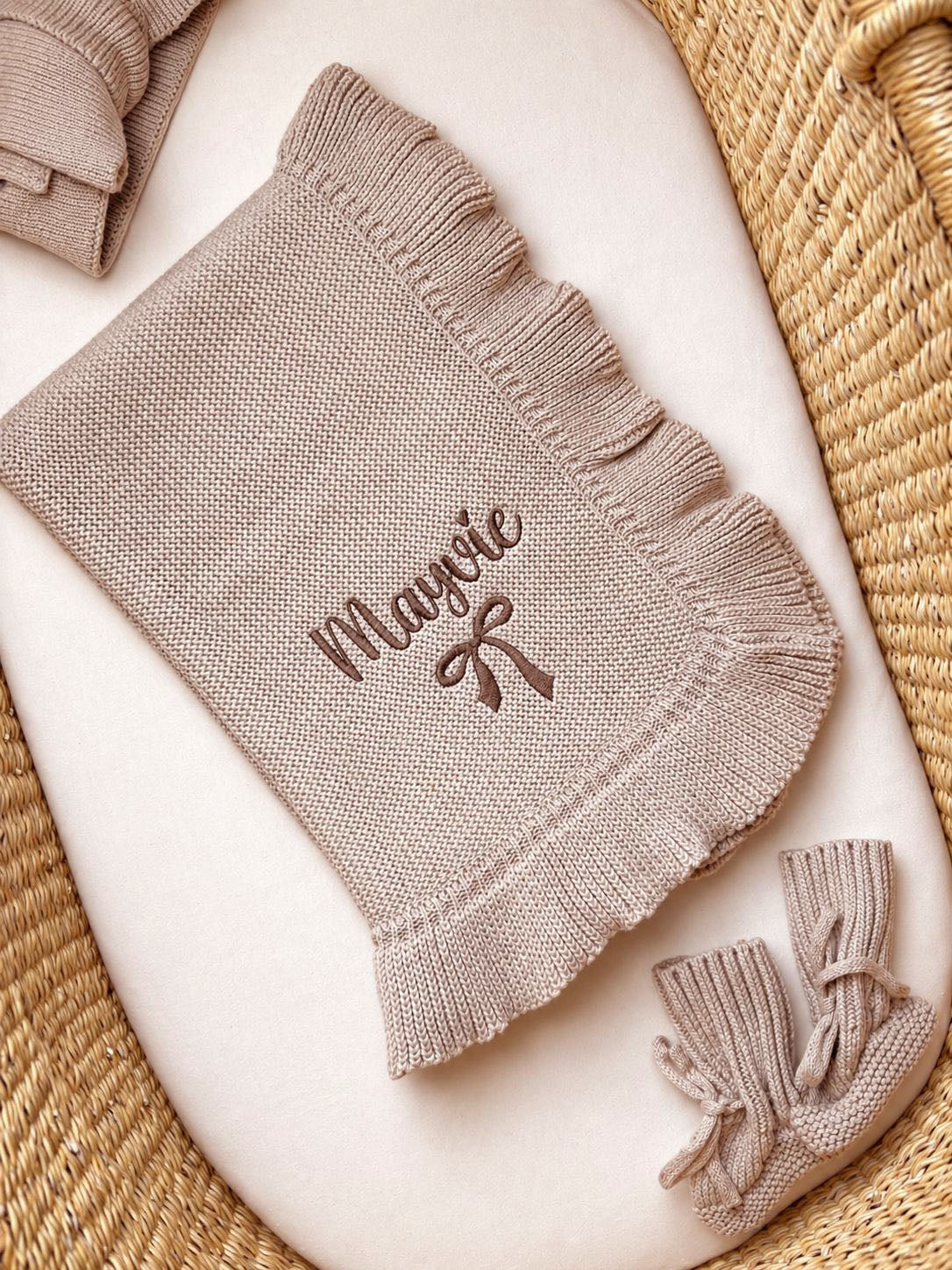 Mocha Oyster Ruffle Blanket