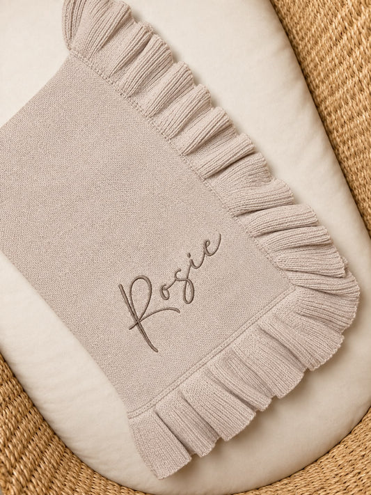 Beige Oyster Ruffle Blanket